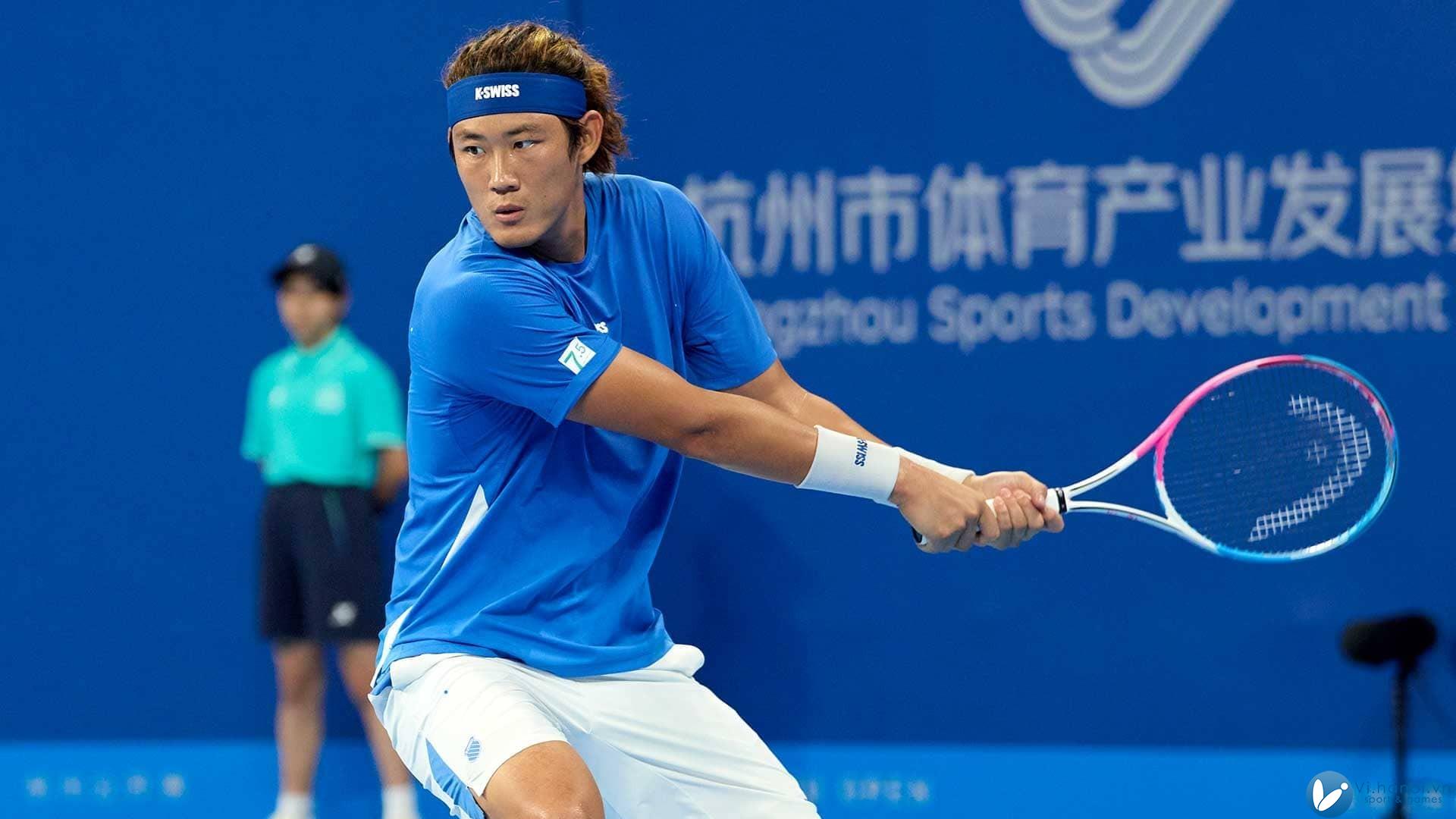 Zhang Zhizhen tại giải ATP 250 ở Hàng Châu, Trung Quốc vào tháng trước. Ảnh: ATP