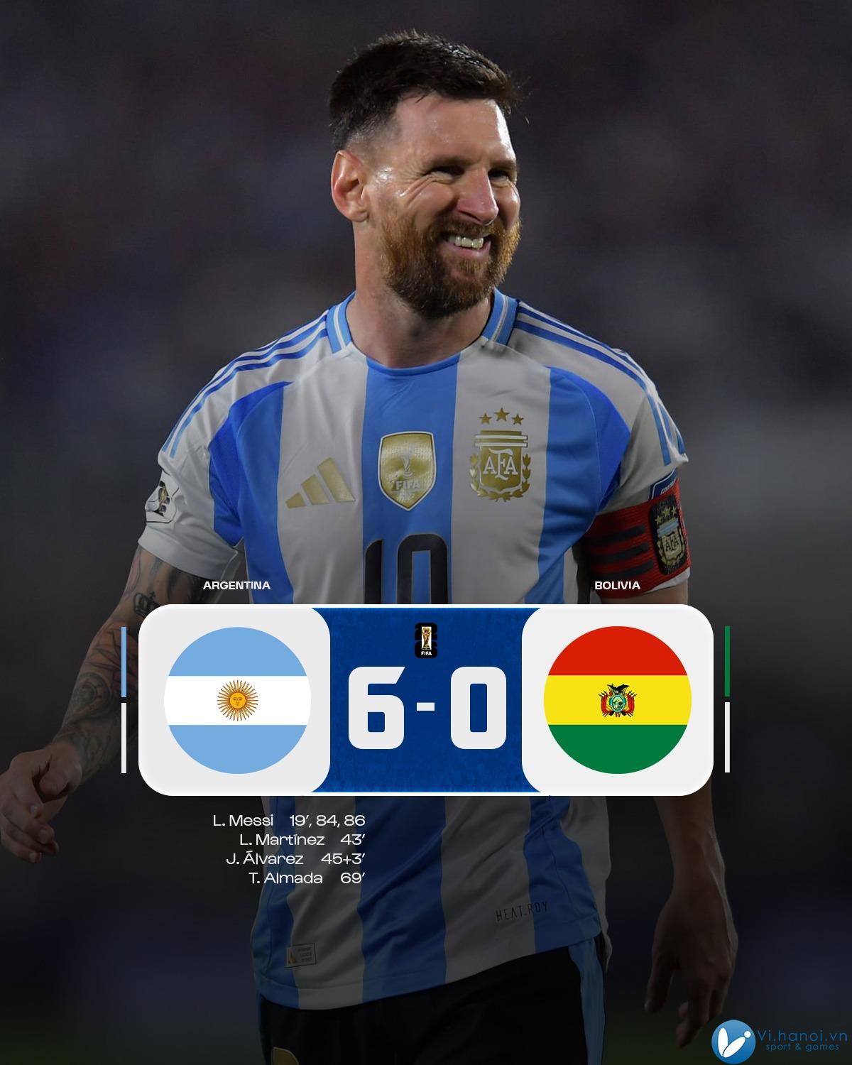 Messi chơi bùng nổ, Argentina đánh bại Bolivia 6-0 1