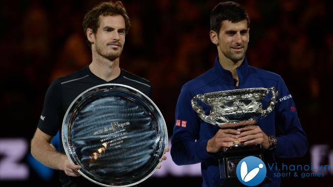 Djokovic (phải) đánh bại Murray ở bốn trận chung kết Australia Mở rộng. Ảnh: Thể thao