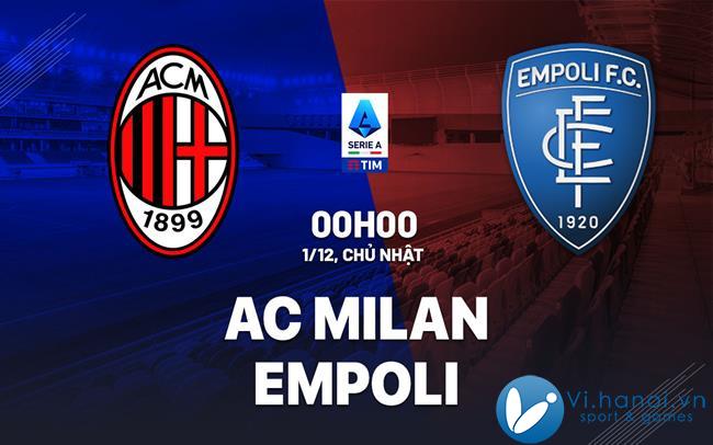 Soi kèo bóng đá AC Milan vs Empoli vdqg italia serie hôm nay